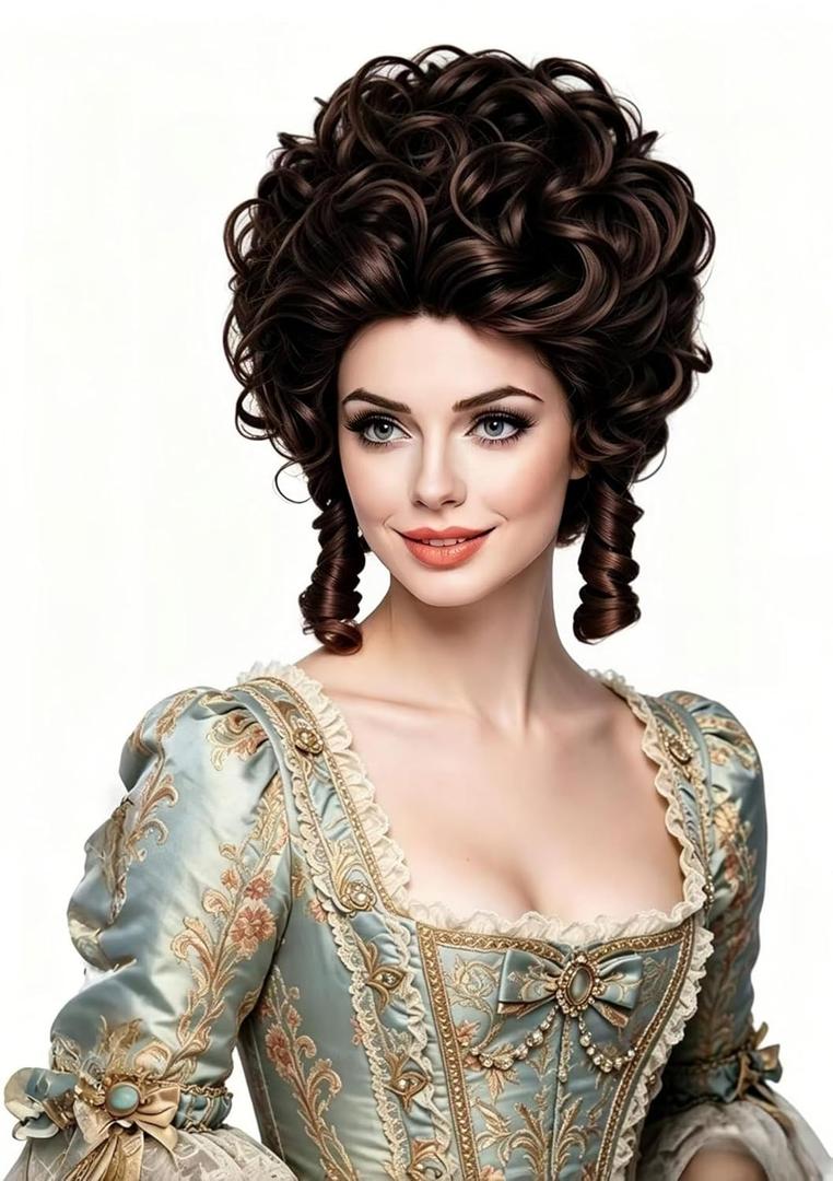 Rugelyss Short Wavy Brown Wig Big Bouffant Beehive Wigs for Women fits 70s 80s Costume or Halloween Vintage Cosplay Party