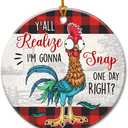 8 x Funny Chicken Christmas Ornaments 2025, Ceramic Rooster Ornament for Tree Decorations - Country Gifts for Chicken Lovers, Chickens Lady, Farmers- Farmhouse Festive Keepsake