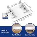 Metal Bedside Shelf Table Tray with Cup Holder, Foldable Bed Side Table for Bunk Bed & Top Bunk, College Dorm Room Essentials for Guys & Girls, Clip-on Laptop Nightstand for IKEA Beds, White, 18.7 x 10 x 4 inches