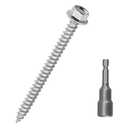 #12 x 2 Hex Flange Head Wood Screws, 410 Stainless Steel Self Tapping Screws, Hex Bit Included (50-Pack)