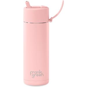 Frank Green - Ceramic Reusable Bottle - Stainless Steel Water Bottle With Straw, Insulated Water Bottle, Metal Water Bottle - Flip Straw Lid - 20oz - Blushed