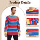 Adult Men's Cosplay Costume Streetwear Collection Long Sleeve Striped T-Shirt for Halloween (Red, L)