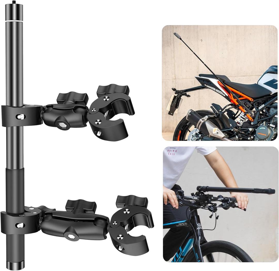 Taisioner Motorcycle Bike Handlebar Double clamp Mount and 67”Invisible Selfie Stick Insta 360 Motorcycle Mount Kit for X5/ X4/ X3/ X2/ XONE/ GO2/ 3 Action Camera