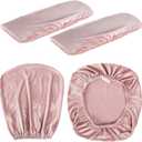Tallew 4 Pcs Office Chair Covers Set Computer Universal Protective Stretchable Chair Seat Covers Desk Armrest Slipcovers Pads Office Cushion Backrest for Rotating(Light Pink)