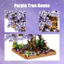 BDYDT Purple Cherry Blossom Bonsai Tree Building Blocks Set, 1443 Pieces Flower Treehouse Model Mini Building Block Toys, Tree House Model Toys Gifts for Kid and Adult
