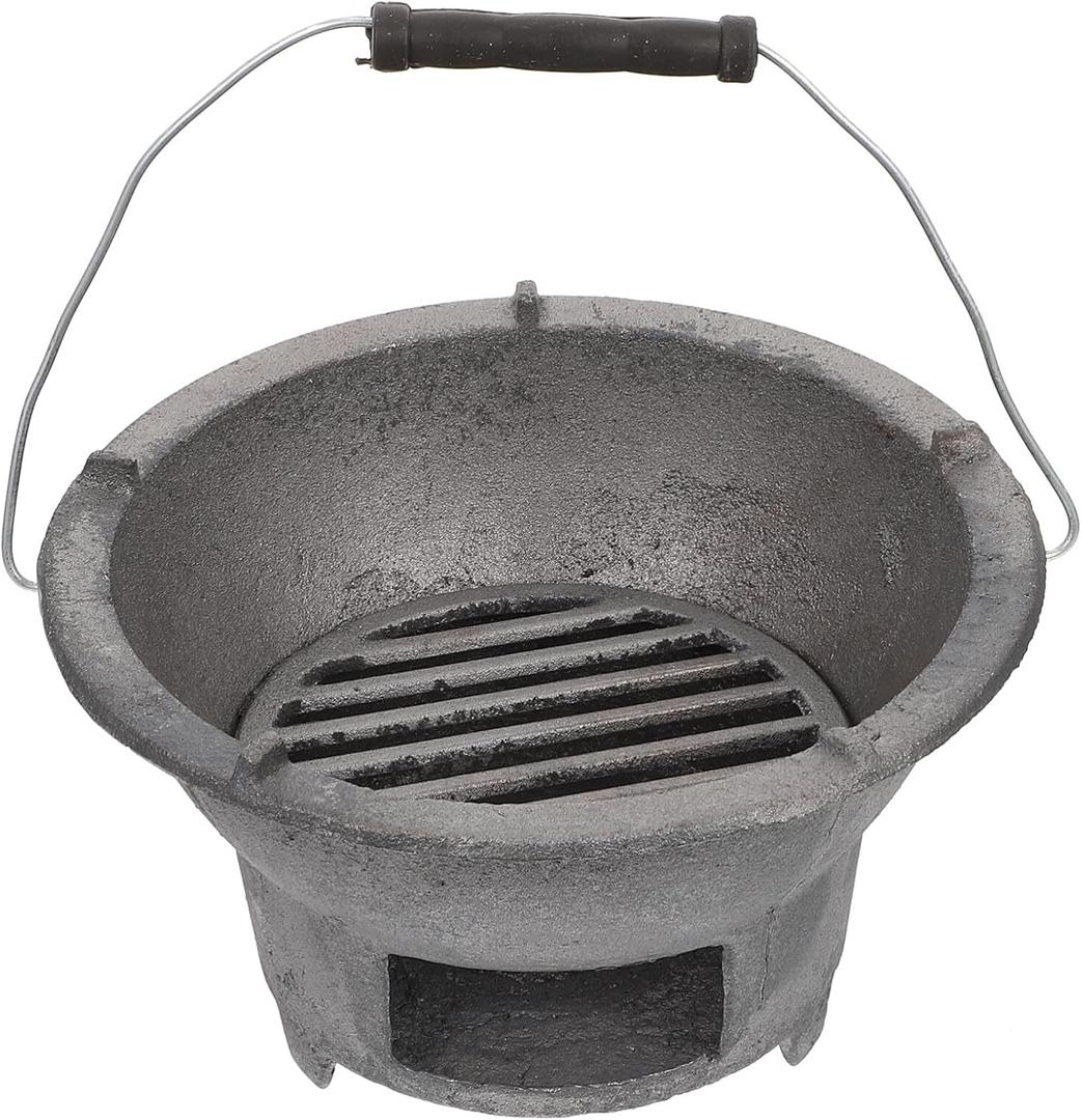 Cast Iron Charcoal Grill Japanese Tabletop BBQ Grill Mini Portable Hibachi Indoor Stove Camping Barbecue Tool BBQ Charcoal Stove 20cm