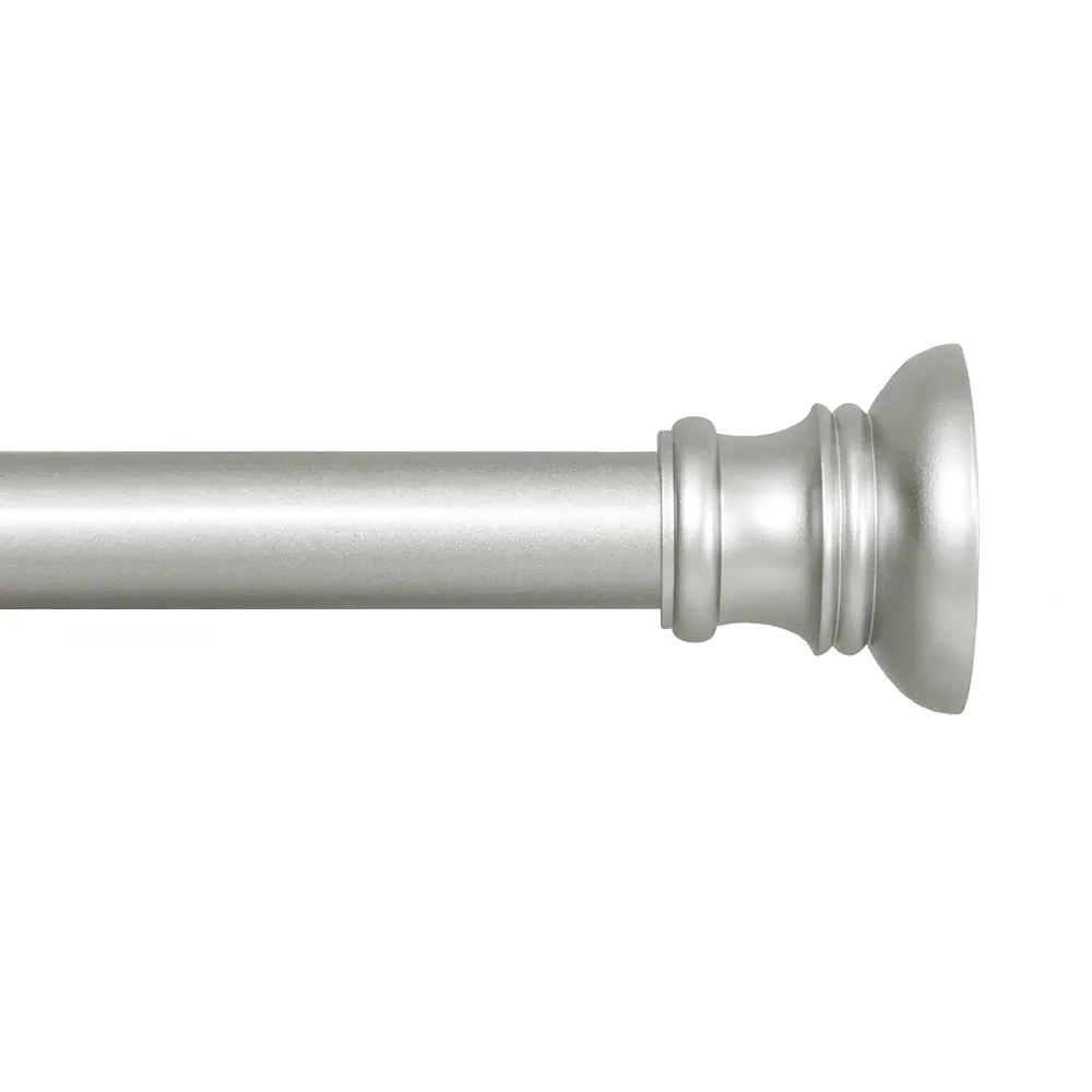 Kenney Nicholas Twist & Fit No Tools Tension Curtain Rod, 28 to 48 Inch Brushed Nickel Silver Extendable Rod, Easy Install