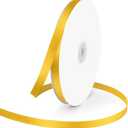 3/8" Wide x 100 Yards Single Face Polyester Satin Ribbon, Satin Ribbon for Crafts, Gift, Hair Bows, Wedding Party Decoration, Bow Making & Other Projects (Yellow)