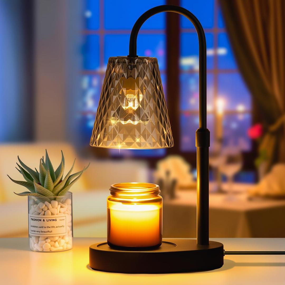 Candle Warmer Lamp Electric with Timer Candle Burner Lamp Shade Top Flameless Jar Height Adjustable