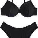 SweatyRocks Women's Bikini Sets for Women Textured Push Up Bathing Suits 2 Piece Swimsuit (Medium, Black)