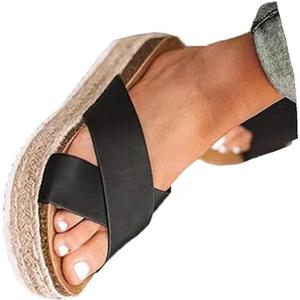 Women'S Wide Foot Platform Sandals Slides Espadrilles Sandals Flatform Slippers Casual Platform Slides for Women Wide Foot Footbed Open Toe Wedges Sandals 10