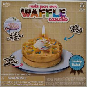 Make Your Own Waffle Candle Kit – Includes Real Soy Wax, Waffle & Chocolate Scents, Sprinkles & Whipped Cream – DIY Craft Set for Kids Ages 8+, Set of 2