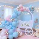 2 x 139 Pieces Gender Reveal Balloon Garland Arch Kit with Pink and Blue Balloons, Silver Balloons for Boy or Girl, Gender Reveal Decorations, Birthday Party