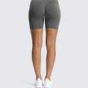 Aoxjox Workout Seamless Biker Shorts for Women Tummy Control High Waisted Athletic Yoga Contour Sculpt Running Yoga Short 6" (Gray, XS)