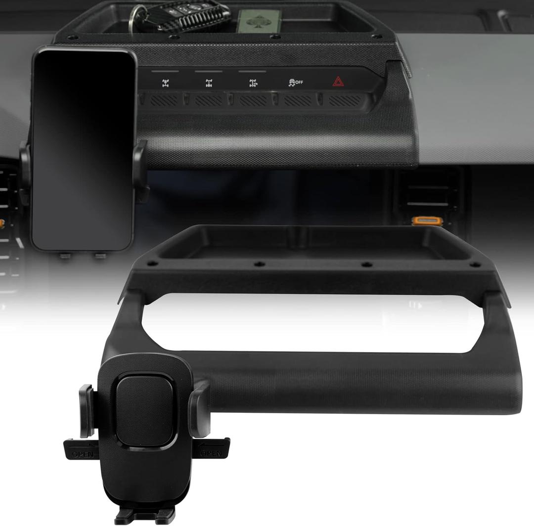 Dashboard Mobile Phone Holder for Ford Bronco, Cell Phone Mount with Tray Internal Accessories Automobile Cradles Applicable to Ford Bronco 2021 2022 2023 2/4 Doors