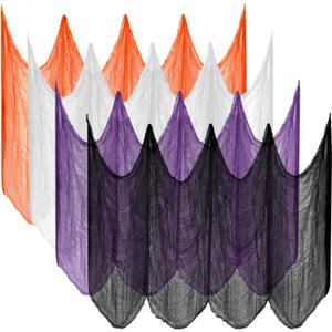 Halatool 30 X 90 in Halloween Creepy Cloth, 4 PCS Multi-Color Spooky Cheesecloth Scary Hanging Gauze Decor for Halloween Party Supplies Haunted Houses Windows Doorways Indoors & Outdoors