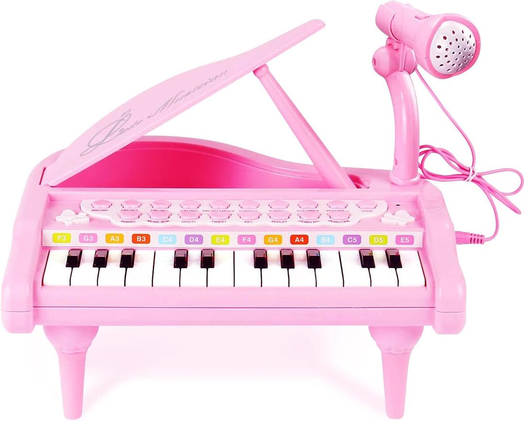 Piano Keyboard Toy for Girls-1 2 3 Year Old Girls First Birthday Gift -24 Keys Toddler Piano Multifunctional Musical Electronic Toy