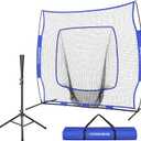 VIVOHOME Baseball Softball Batting Net - 7x7 Ft Baseball Backstop, Softball Practice Net for Hitting, Pitching, Throwing with Batting Tee and Carry Bag