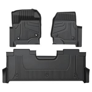 AOMSAZTO Floor Mats for 2017-2025 Ford F-250/ F-350/ F-450/ F-550 SuperCrew Cab - 1st and 2nd Row All Weather Floor Liners for F250 / F350 / F450 / F550 SuperDuty Crew Cab with Storage Box