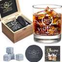 Retirement Gifts for Men Whiskey Glass Set - The Legend Has Retired 2025 - Retirement Party Decorations, Supplies - Gifts Ideas for Him, Dad, Husband, Friends - Wood Box & Whiskey Stones & Coaster