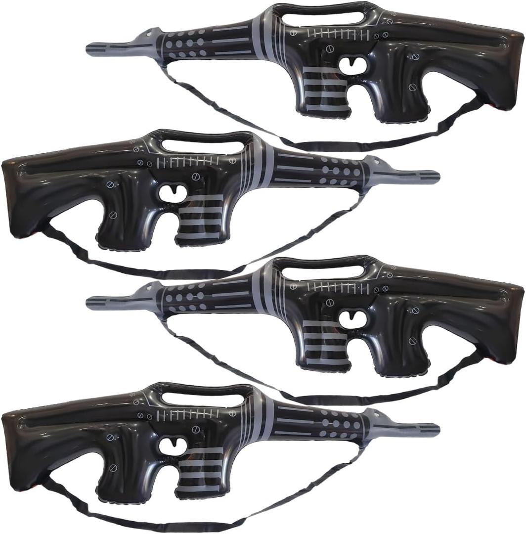 Inflatable Machine Gun Party Props, 4 Pack, Black, Costume Accessories with Strap Inflatable Machine Gun Cosplay Theme Party Birthday Decoration Balloon
