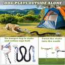 Dog Bungee Tug Toy with Steel Stake & 2 Chew Balls, 6.8ft Stretch Rope tug Toy - Tether Tug for Large/Medium/Small Dogs - Outdoor/Outside Dog Tug of War Toy (Lawn/Tree Use)