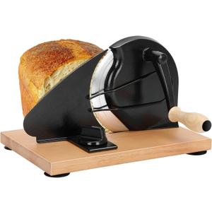 Redants Manual Bread Slicer for Homemade Sourdough Bread, Versatile Hand Crank Bread Slicer, Adjustable Thickness for Smooth Cutting, Food Grade Stainless Steel , Black 