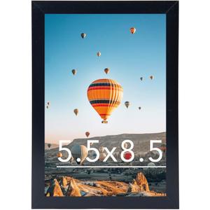 5.5x8.5 Picture Frame Black for Wall Hanging or Tabletop, Wall Mounting Horizontally or Vertically, 5.5 x 8.5 Wall Gallery Poster Photo Frame with Shatter Resistant Plexiglass, Black