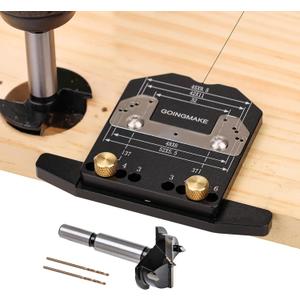 2 in 1 Simple Concealed Hinge Jig with Smart Depth Stop 35mm Drill Bit and Cabinet Hinge Plate Template Drill Jig for Fast Cabinet Hinge and Hinge Plate Mounting, Cabinet Hardware Jig