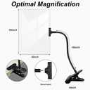 5X Magnifying Glass with Clip for Reading, 10x6 inch Large Full Page Magnifier with Clamp Adjustable Flexible Gooseneck, Clip on Magnifying Glass for Daily Hobbies, Painting, Crafts, Embroidery