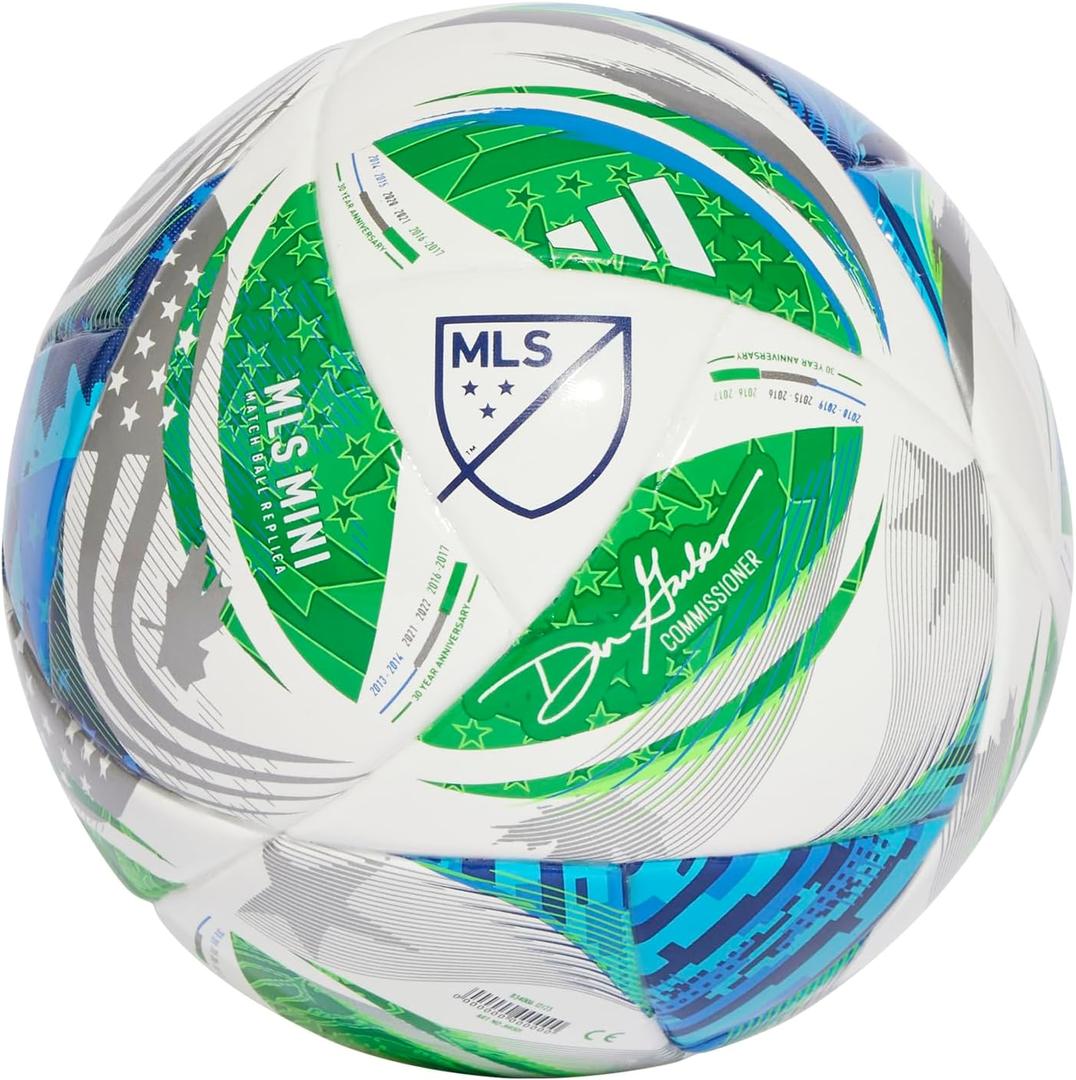 adidas Mini Soccer Ball (1, White/Green/Glory Blue/Solar Blue)