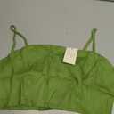 Amazhiyu Womens Pure Linen Spaghetti Strap Crop Camisole Summer Strappy Tops, Green