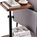 C Table End Table Adjustable Height,C Shaped End for CouchSnack Tables,360Swivel TV Tray Sofa Table,Tables That Slide Under,Coffee SideTable for Bed,Chair,Bath-tub,Outdoor(Walnut Color)