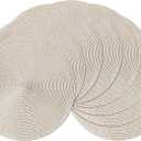Leetaltree Round Placemats Set of 8 - Washable Woven Non-Slip Round Table Mats,15-Inch Heat Resistant Table Placemats,Beige