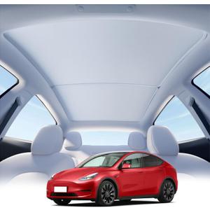 Sunshade Roof for Tesla Model Y 2020-2025 No-Gap No-Sag Nano Ice-Crystal Coating UV Block Portable Foldable Sunroof Shade(Gray 2020-2024)