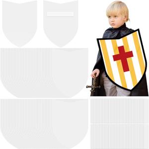 ReliThick 144 Pcs Blank Paper Shields for Kids DIY Cardboard Shields Craft to Decorate with Handles for Markers Crayons Paint Party Gift Dramatic Play Castle Activities
