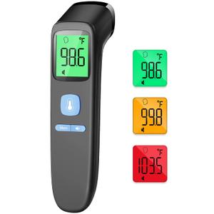 ANMEATE No-Touch Forehead Thermometer for Adults, Infrared Digital Thermometer for Kids, Touchless Baby Thermometer, Accurate Reading with Large Display, Mute Mode, Memory Recall, Fever Alarm (Black)