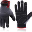 HANDLANDY Work Gloves for Men & Women, Utility Mechanic Working Gloves Touch Screen, Flexible Yard Work Gloves (Large (Pack of 1), Grey)