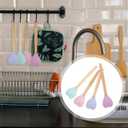 Hemoton 12Pcs Heart Shaped Silicone Spatula Set with Wooden Handles Non-Stick Cooking and Baking Utensils for Mixing Stirring and Serving in Kitchen