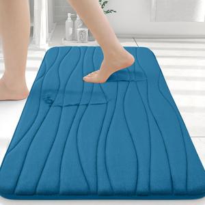 Buganda Memory Foam Bathroom Rug Mat 36x24, Extra Soft and Absorbent Bath Mats, Non-Slip and Machine Washable Bath Rugs for Bathroom Floor,Tub and Shower, Peacock Blue