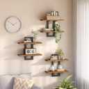 HOOBRO Floating Shelves, 15 Inch Wall Shelf Set of 3, Wall Mounted Storage Shelves 2-Tier, Hanging Bathroom Shelves, for Living Room, Bedroom, Bathroom, Kitchen, Rustic Brown and Black BF32BJP301