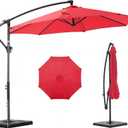 Alpen 10ft Patio Umbrella Outdoor, Offset Cantilever Outdoor Patio Umbrella with Ribs Tilt and Crank Button, Beach Umbrella for Garden Deck Backyard Poolside Beach, Red