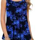 Women Tank Tops Summer Square Neck Sleeveless Tops Loose Fit Flowy Cute Casual Shirts, Size Large
