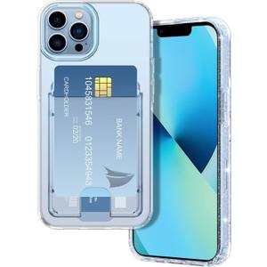 Petocase for iPhone 13 Pro Max Wallet Case 6.7in,Card Holder Slot Ultra Bling Slim Clear Flexible TPU Gel Rubber Soft Silicone Protective Phone Case for Apple iPhone 13 Pro Max Crystal Clear