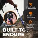 Trekology Trek-Z Collapsible Hiking & Trekking Poles - Balance Support for Seniors, Women, and Men, 2pc Per Set (Blue)