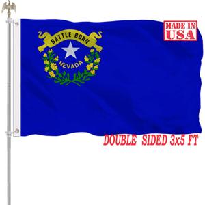 Nevada State Flag 3x5 Outdoor Double Sided Heavy Duty 100% Polyester with 2 Brass Grommets for Outdoor Indoor Wall