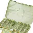 Weekly Pill Organizer 4 Times A Day, Large Capacity Pill Case with 28 Cells, Push Button 7 Day Pill Box for Vitamin/ Cod Liver Oil/ Supplements (Cream Green, 28 Cells)