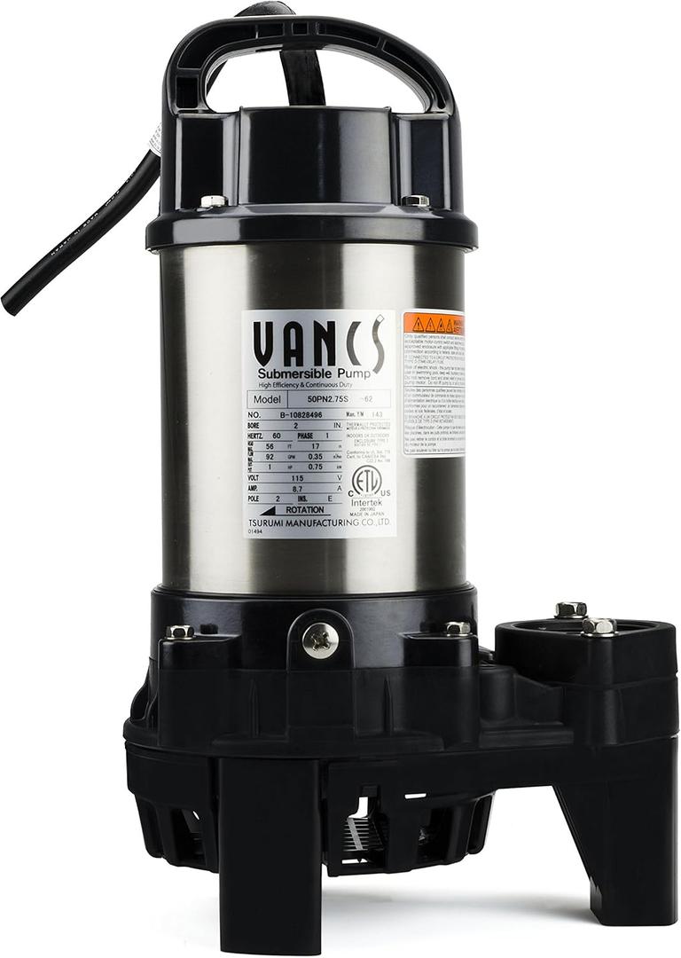 Aquascape 29495 Tsurumi 8PN Pump 50PN2.75S Solids Handling Skimmer Pondless Waterfall Vault Vertical 5520 GPH for Pond Water Feature Garden