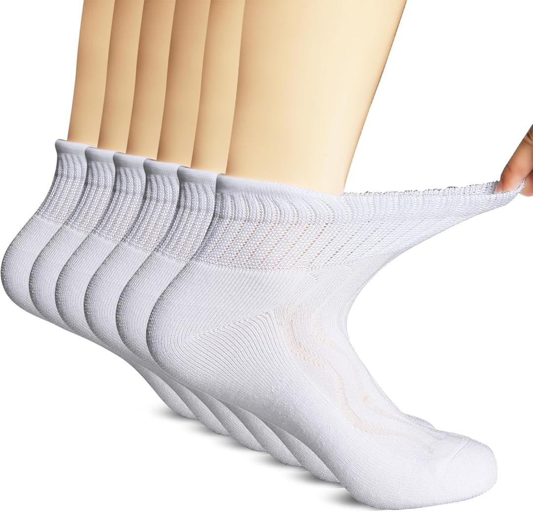 +MD Diabetic Socks for Men Women 6 Pairs,Non-Binding Top Extra Wide Ankle/Crew Socks, for Edema Circulator 9-11 10-13 // 13-15