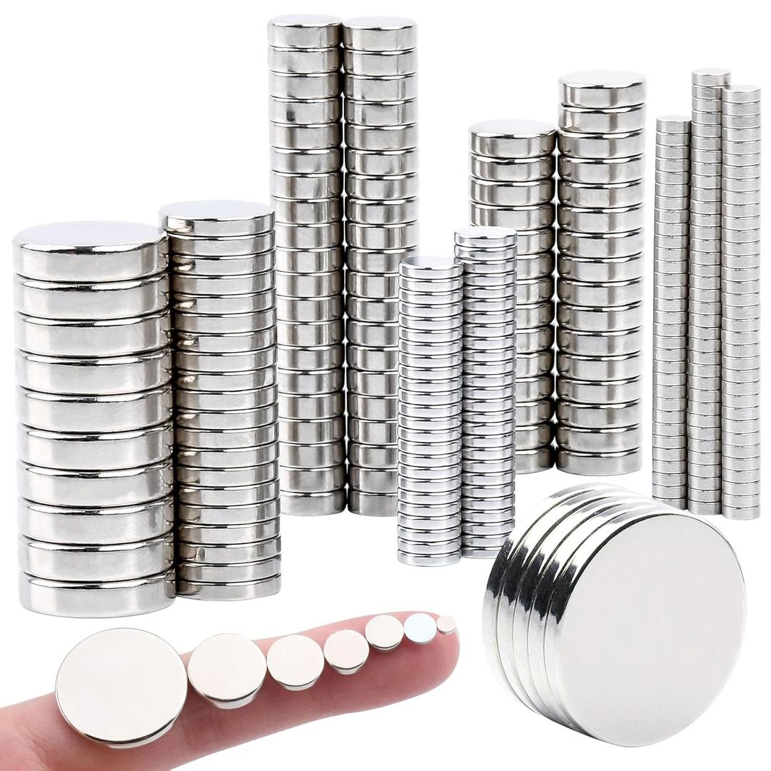 255PCS Small Strong Magnet, Neodymium Disc Magnets Heavy Duty,7 Different Sizes,Rare Earth Magnets Round Small Refrigerator Magnet for Crafts Whiteboard Kitchen, Office, Miniatures School